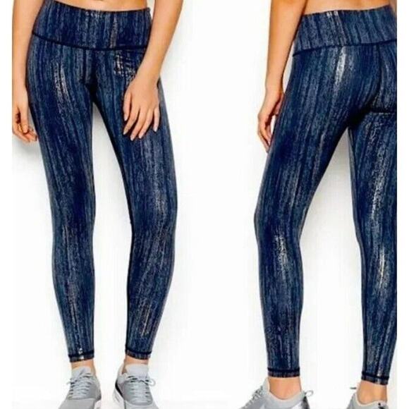 Victoria's Secret Sport Leggings Blue Gold Space Dye - Picture 1 of 10